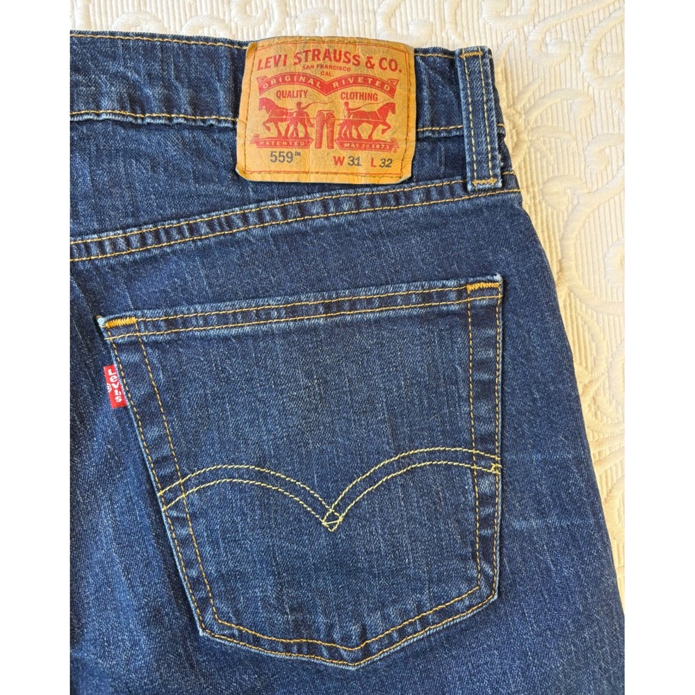 Levis 559 Relaxed Straight Fit Jeans Mens 32x31 Dark Wash Indigo 00559-0620
